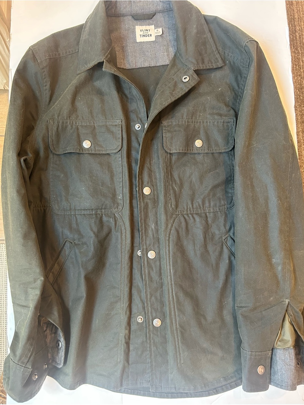 Flint and Tinder Waxed Cotton Dark Green  Over Shirt Jacket